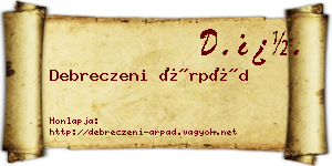 Debreczeni Árpád névjegykártya