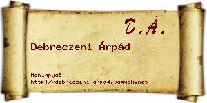 Debreczeni Árpád névjegykártya