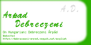 arpad debreczeni business card