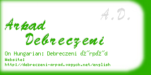 arpad debreczeni business card